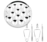 INOOMP Set 5 Pezzi Piatti Escargot in Acciaio Inossidabile Forchetta e Pinza per Lumache, Multi-fori per Cottura al Forno e Grigliata, Utensili per Ristorante e Uso Domestico