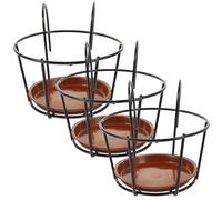 INOOMP Set da 3 Portafiori Sospesi in Ferro Nero Vassoio Rosso, Supporto da Balcone per Piante da Davanzale, Mensole Portaoggetti Resistenti per Decorazione Esterna e Crescita Ventilata