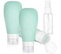 INOOMP Set da 4 Bottiglie da Viaggio in Silicone Riutilizzabili da 90ml e 50ml, Facili da Spremere con Nebulizzatore Uniforme, per Viaggi di Lavoro