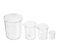 INOOMP Set da 4 Pezzi di Becher in Vetro per Laboratorio Chimico, Leggeri e Facili da Leggere, Capacità 10-300ml, per Uso Educativo e Scientifico