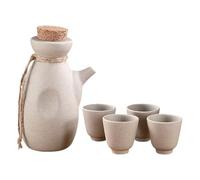 INOOMP Set da Sakè in Ceramica 1 Bottiglia 300ml 4 Tazze 50ml, Contenitori per Vino e Bicchieri da Sakè Giapponesi, Adatti per Casa e Momenti di Degustazione Elegante