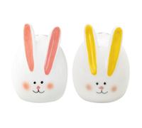 INOOMP Set di 2 saliere e pepiere in ceramica a forma di coniglio, con | Divertente contenitore per spezie in ceramica a forma di coniglietto, grazioso elemento decorativo per il piano cucina,