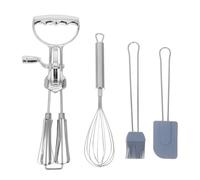 INOOMP Set di 4 rotanti per uova, frusta rotante manuale con miscelatore, spazzola in silicone e spatola, frusta a doppia testa, accessori per la cottura domestica
