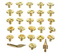 INOOMP Set Pirografo Legno 2 Kit Puntoni in Ottone per Incisione Lettere e Numeri su Pelle Carta e Legno per Progetti di Branding e Artigianato
