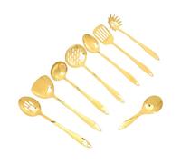 INOOMP Set Utensili da Cucina in Acciaio Inossidabile Oro Design Pratico e Foro per Appendere, per Cucinare Completo di Spatole e Mestoli