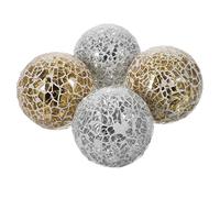 INOOMP Sfere Decorative in Vetro a, Sfere Rotonde Oro e Argento, Elementi da Scrivania per Casa e Feste, Set da 4 Pezzi per Matrimoni e Arredamento Interni