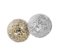 INOOMP Sfere Decorative in Vetro a Tessere 6 Cm, Set da 2 Pezzi Dorato e Argento, Ornamento Sferico per Arredamento Domestico e Centrotavola, Effetto Luce Riflettente per Casa e Feste