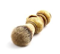 INOOMP Spazzola per Barba da Uomo Setole di Tasso e Manico a Forma di Cranio in Resina Gialla, Comoda e Portatile la Rasatura a Casa in Viaggio