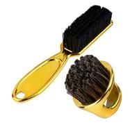 INOOMP Spazzola per Collo da 2 Pezzi Manico ad Anello, Setole in Nailon e Abs Dorato per Pulizia Precisa di Chioma e Barba, Strumento Versatile per Uomini e Professionisti