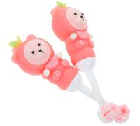 INOOMP Spazzolino da Denti per Ragazzi 2 Pezzi, Set 0-9 Anni, Morbide Setole in Silicone, Forma Orsetto Rosa, Pulizia Sicura e Delicata per Primi Dentini