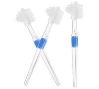 INOOMP Spazzolino in Plastica e Nylon Doppia Testa per Pulizia Dentiere 3 Pezzi Setole Delicate per Pulizia e Respiro Fresco