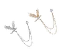 INOOMP Spille da Uomo in Lega a Forma di Falco Nappa, 2 Pezzi in Oro e Argento, Facili da Indossare e Riutilizzabili, Accessori Eleganti per Colletto Camicia