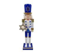 INOOMP Statua in legno di Hanukkah Schiaccianoci 38 cm, Soldato blu e bianco, Stella di David, Decorazione da tavola per le feste ebraiche, Figura decorativa, Giocattoli per bambini, Collezionabili