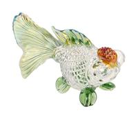 INOOMP Statuina di Cristallo a Forma di Carpa Koi Piccola, Ornamento Portafortuna da Collezione per Casa e Ufficio, Decorazione Tavolo in Cristallo Verde, 93x24,5x48,5 Mm, Regalo