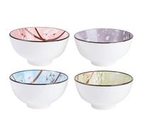 INOOMP Stile Giapponese Set in Ceramica di Ciotole per Riso e Zuppe | Adatto a Buffet e Ristoranti, Facile da Pulire, per Cereali e Minestre, Tavola Quotidiana