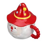 INOOMP Tazza da Caffè con Coperchio a Forma di Cappello da Strega Natalizia in Ceramica Rossa Decorazione Babbo Natale Mantiene Calore e Protegge Dalla Polvere per Casa e Ufficio