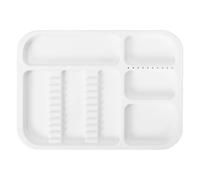 INOOMP Vassoio dentale in plastica bianca autoclavabile, con scomparti per | Vassoio per la preparazione delle procedure, leggero e portatile, vassoio in plastica per strumenti per l'organizzazione