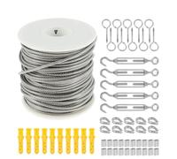 Inossidabile Cavo Acciaio Kit 15M/30M Immagine Cavo Ringhiera Kit Giardino Heavy Duty Vite Occhio Tenditore Filo Filtro Rivestito di Corda(30M)