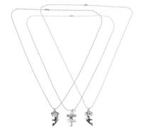 Inossidabile Collana Argento a Puzzle, Acciaio Pezzi, 3 Cuore Amicizia | Resistente All’ossidazione, Non Si Rovina, Regalo per Amiche, Stile Coordinato, Set da Tre