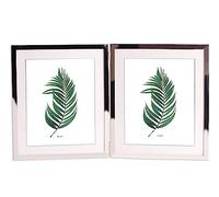 Inov8 Cornice portafoto placcata argento resistente all'ossidazione, design moderno a doppia cornice, per due foto, 25 x 20 cm