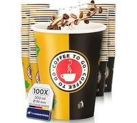Inoverse 100 bicchieri di carta usa e getta Coffee to Go - 300 ml, in cartone, 12 oz per tè, bicchieri usa e getta, bicchieri di carta, tazze da caffè to go, tazze da caffè, Ø 90 mm