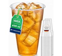 Inoverse 100 bicchieri di plastica trasparenti da 400 ml - bicchieri da 0,4 l in plastica usa e getta per cocktail, long drink, bibite analcoliche, feste, festival, catering e scappamento - bicchieri