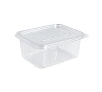 Inoverse 100 bicchieri rettangolari con coperchio sospeso - 1000 ml - bicchieri da insalata rettangolari in PET, contenitori di plastica, bicchieri per alimenti