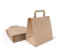 Inoverse 50 Sacchetti di Carta con Manici - 32x22x25 cm - Shopper in Carta Kraft Marrone, Buste Regalo Resistenti, Sacchetti per Negozi, Feste, Bomboniere ed Eventi