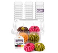 Inoverse 500 bicchieri rettangolari con coperchio sospeso - 250 ml - bicchieri da insalata rettangolari in PET, contenitori di plastica, bicchieri per alimenti