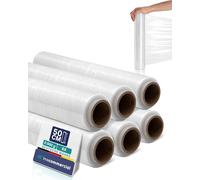 Inoverse 6 rotoli di pellicola elastica trasparente, 50 cm/2,5 kg, pellicola per mobili e trasloco, pellicola per pallet, pellicola per imballaggio su rotolo, materiale da imballaggio