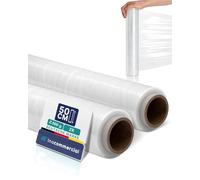 Inoverse Pellicola Estensibile Trasparente - 2 Rotolo 50 cm/2.5 kg, Film da Imballaggio a Mano per Traslochi, Protezione Mobili e Pallet, Materiale da Imballaggio Resistente