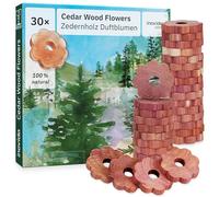 Inovida Anelli in Legno di Cedro : 30 Fiori di Cedro Antitarme - Protezione Antitarme Decorativa - Naturale nell'armadio - Trappola Naturale per Tarme - 30 Anelli in Legno di Cedro