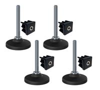 Inox Livellamento Piede M12x100 80mm Plastica Base+ Inserto 30x30x1.5mm-Set Di 4