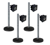 Inox Livellamento Piede M16x230 100mm Plastica Base+ Inserto 50x50x2mm-Set Di 4