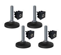 Inox Livellamento Piede M16x70 80mm Plastica Base+ Inserto 40x40x1.5mm-Set Di 4