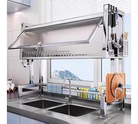 Inox scola piatti da appoggio sopra lavandino, scolapiatti da lavello appoggio, organizer lavello cucina, portaposate scolaposate, per Posate e Organizzatore E Conservazione.(95*28*80cm)