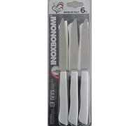 InoxBonomi 39506B Blister 6 Pezzi, Coltello Bistecca o Pizza 12 cm, Manico, Bianco