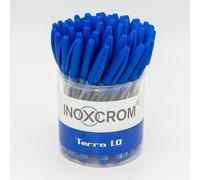 INOXCROM TERRA 1.0 Penna a Sfera Blu | Value Pack da 50 Penne Biro | Punta Media con Inchiostro Blu | Fornitura per Cancelleria Scuola e Ufficio