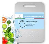 INOXLM Tagliere Acciaio Inox Alimentare 39x28 cm Idoneo Haccp | Tagliere da cucina professionale double face e resistente, Tagliere in acciaio per Cucina, Bar e Ristorante - Made in italy