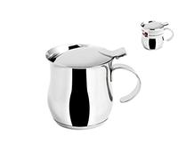 Inoxpran - Caffettiera a Servire in Acciaio Inossidabile, Capienza 300 ml, Dotata di Coperchio, Design Classico e Moderno, Ideale per la preparazione di Bevande Calde, Dimensioni 11x8x8