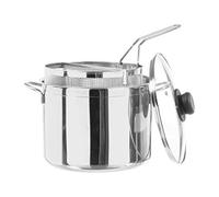 INOXPRAN - Cuocipasta Inoxdual in Acciaio Inossidabile, 2 Cestelli con Coperchio in Vetro da 24 cm, Utilizzabile nel Gas, Piastra Elettrica e Vetro Ceramica