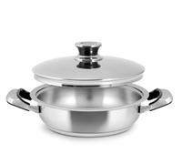 Inoxpran Tegame Classic in Acciaio Inox, 2 Manici, 30x7cm, Con Coperchio