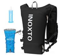 INOXTO Zaino da corsa con sacca d'acqua da 1,5 l e borraccia morbida da 250 ml, per escursionismo, trail running, ciclismo, maratona, per donne e uomini (nero, standaed)