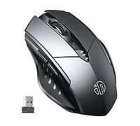 INPHIC Mouse Wireless, Mouse ergonomico Ricaricabile USB 2.4G Senza Fili per Computer Portatile con 6 Pulsanti, Livello della batteria visibile, 1600 DPI per Windows Mac Linux,Gray