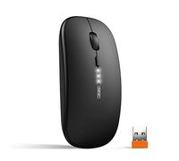 INPHIC Mouse wireless ricaricabile, ultra sottile 2.4G silenzioso mouse senza fili ottico 1600 DPI con ricevitore USB per laptop, MacBook, PC, Windows, ufficio, carica batteria visibile, nero