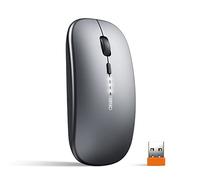 INPHIC Mouse wireless ricaricabile, ultra sottile 2.4G silenzioso mouse senza fili ottico 1600 DPI con ricevitore USB per laptop, MacBook, PC, Windows, ufficio, carica batteria visibile, grigio