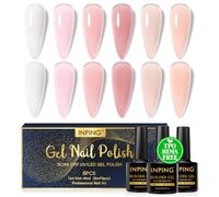 INPING Builder Base Gel Costruzioni per Unghie, TPO-FREE HEMA-FREE, 6 colori trasparente bianco rosa nude per Quick Extension Builder Gel UV smalto Semipermante per unghie in una bottiglia, 8 ML