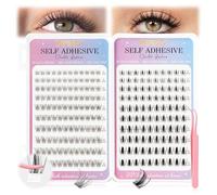 INPING Ciglia Finte Autoadesive, 2 MIX Wispy e Manga Ciglia Press and Go | 220PCS, Banda Trasparente, C-Curl Naturali Ciuffetti Ciglia Finte kit Senza Colla, Pinzette per Extension Ciglia, 8-16mm