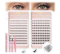 INPING Ciglia Finte Ciuffetti, 2 Modelli Kit Extension Ciglia Naturali Banda Trasparente - Wispy Manga Lashes, Ciuffetti ciglia Finte kit con Bond e Seal ciglia Pinzette per Principianti DIY 8-16mm