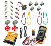 InputMakers Kit elettrico scolastico avanzato con multimetro digitale, kit circuito elettrico scuola media, circuiti elettrici, kit elettronica, scuola e casa